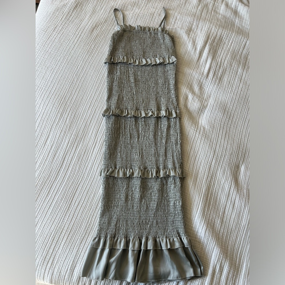 Pinkblush Gray Ruffle Midi Dress